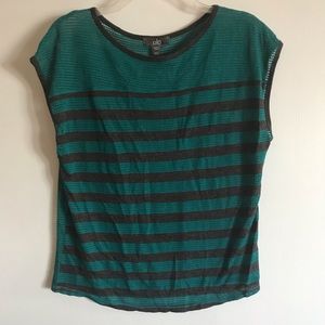 ALO Yoga Short Sleeve Mesh Stripe Gray Top Small